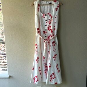 Ann Taylor Floral Button Flare Dress Size 8